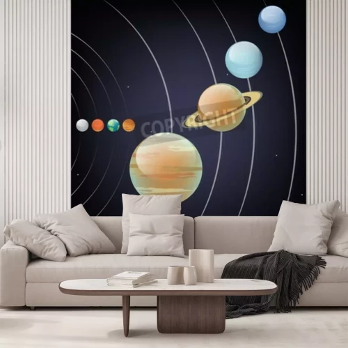 Fototapete Bahnen und Planeten des Sonnensystems