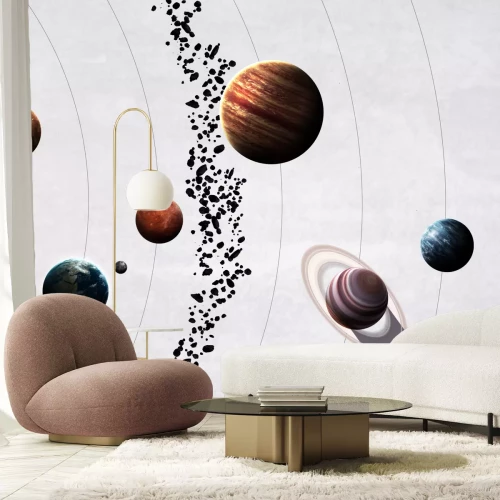 Fototapete Planeten des Sonnensystems und Bahnen