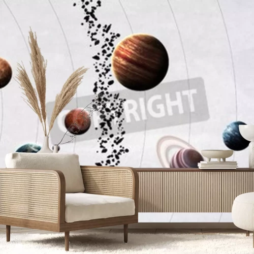 Fototapete Planeten des Sonnensystems und Bahnen