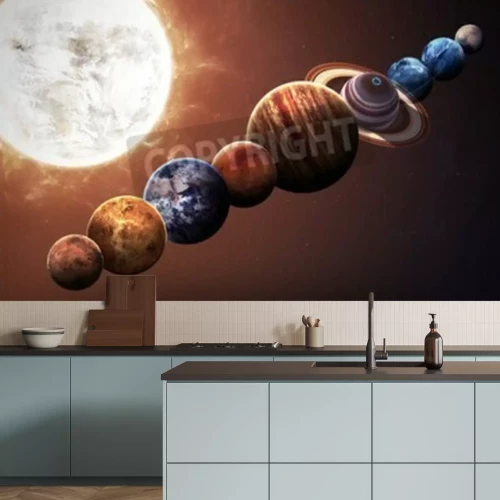 Fototapete Sonne und Planeten in einer Reihe