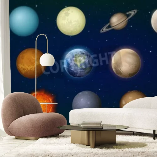 Fototapete Sonne und neun Planeten