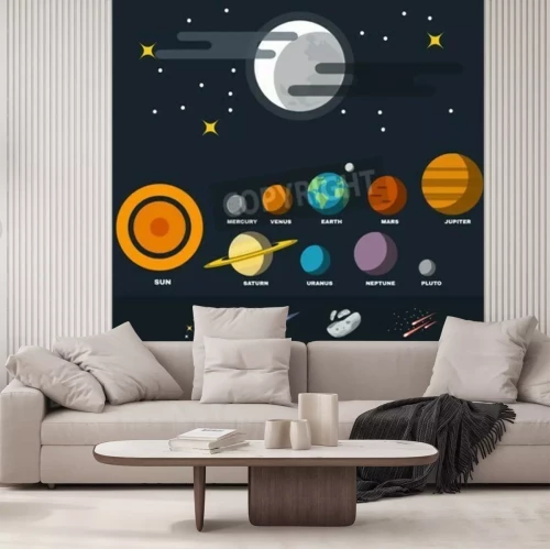 Fototapete Gezeichnete Planeten des Sonnensystems