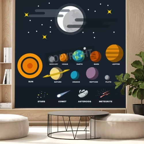 Fototapete Gezeichnete Planeten des Sonnensystems