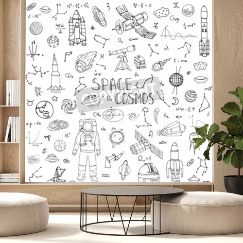 Fototapete Kosmische Illustration zum Ausmalen