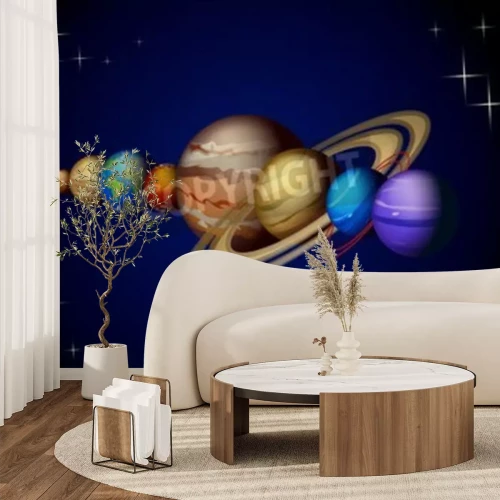 Fototapete Illustration mit neun Planeten