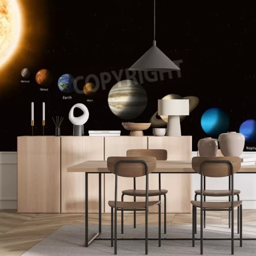 Fototapete Sonnensystem und neun Planeten