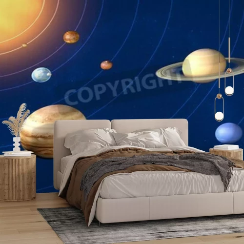 Fototapete Sonnensystem mit Bahnen