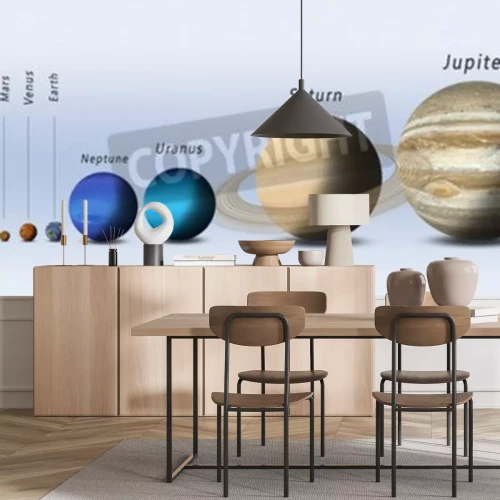 Fototapete Sonnensystem der Größe nach