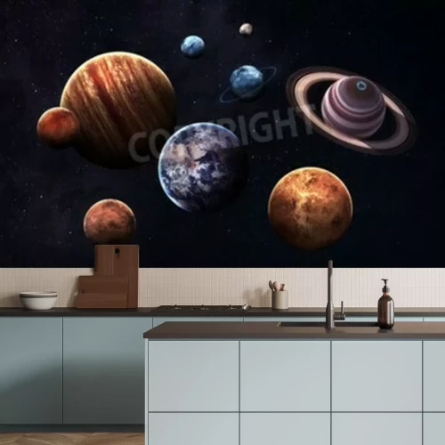 Fototapete Gestreutes Sonnensystem