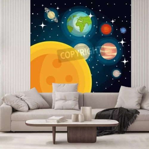 Fototapete Gezeichnetes Sonnensystem