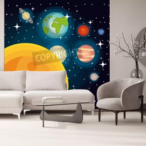 Fototapete Gezeichnetes Sonnensystem