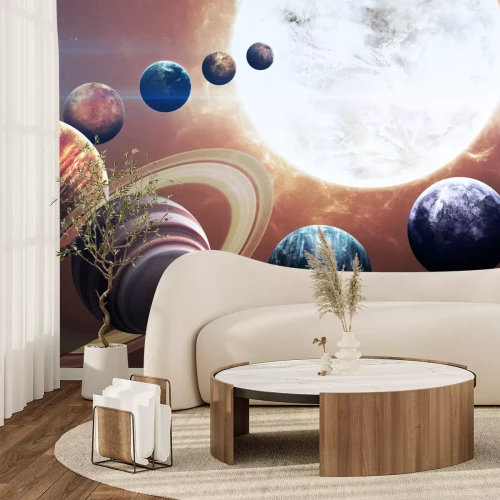 Fototapete Räumliches Muster mit Sonnensystem