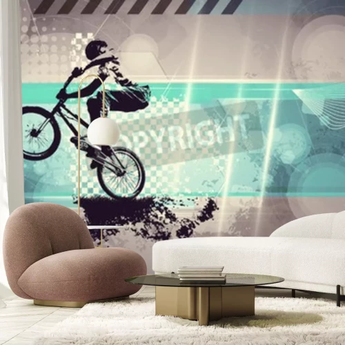 Fototapete BMX-Fahrrad auf grauem Hintergrund