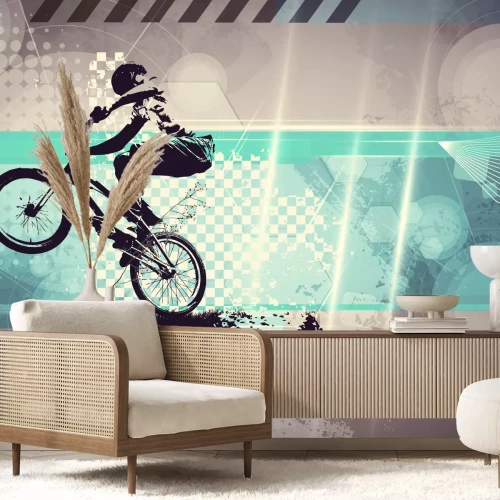 Fototapete BMX-Fahrrad auf grauem Hintergrund