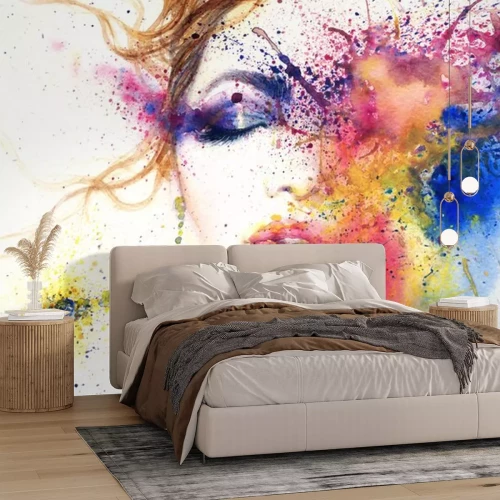 Sticker Frauenporträt .abstract Aquarell .fashion Hintergrund