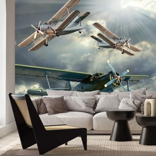 Fototapete Retro-Stil Bild der Doppeldecker. Transportation Thema.