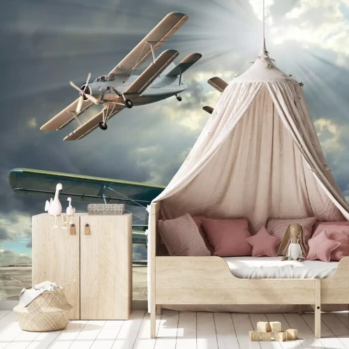 Fototapete Retro-Stil Bild der Doppeldecker. Transportation Thema.