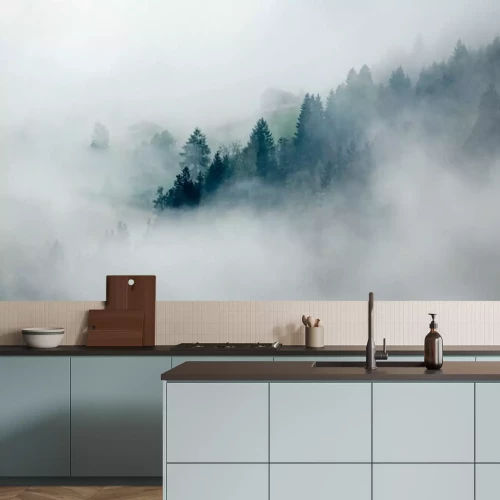 Fototapete Im nebel verblassende bäume