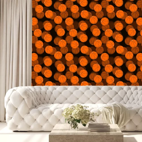 Tapete Basketball 3D nahtlose Muster. Sport Zubehör Schmuck. Baske