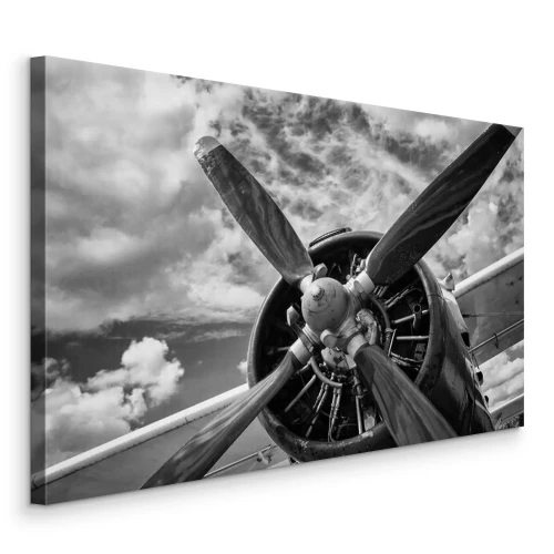 Bild Schwarz-Weiß-Foto eines alten Flugzeugpropellers