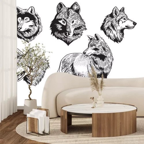 Sticker Wölfe unterschiedliche Gesichtsausdrücke Emotionen