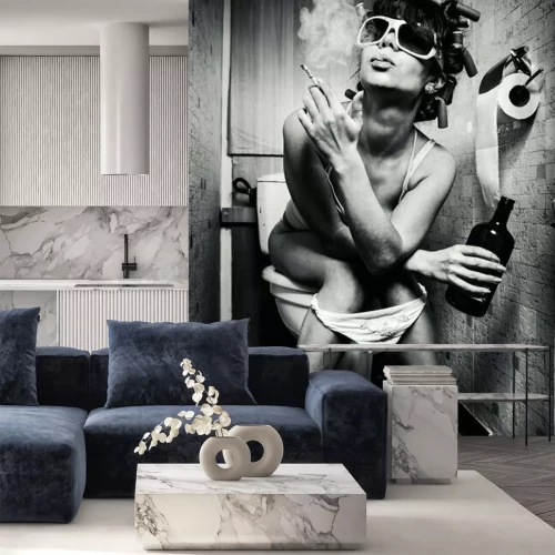 Sticker Mädchen sitzt in einer Toilette