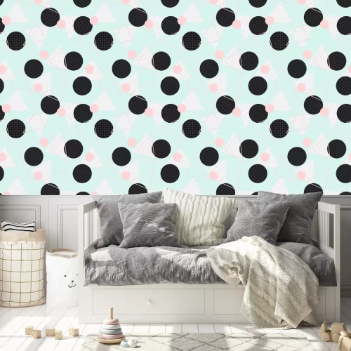 Tapete Geometrisches Motiv mit Punkten und Dreiecken