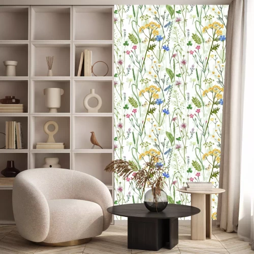 Tapete Schmetterlinge und Libellen auf einer Blumenwiese