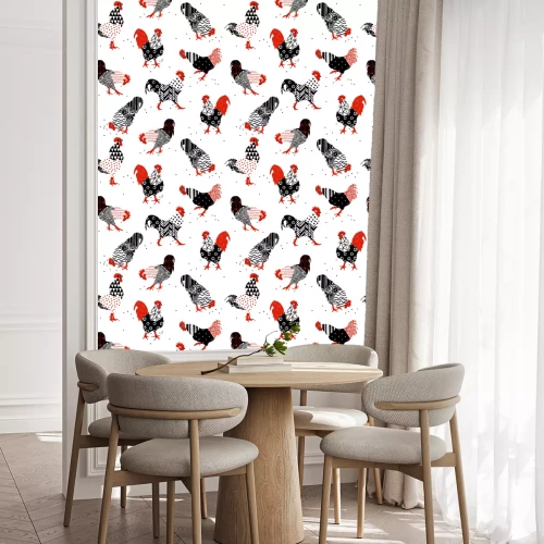 Tapete Hähne mit Mustern