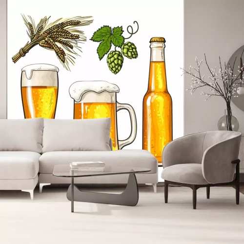 Sticker Bier Getreide und Hopfen Grafik