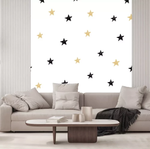 Sticker Schwarze und gelbe Sterne mit Filzstift gemalt