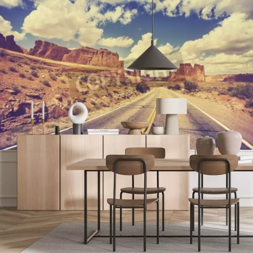 Fototapete Amerikanischer Weg durch die Wüste