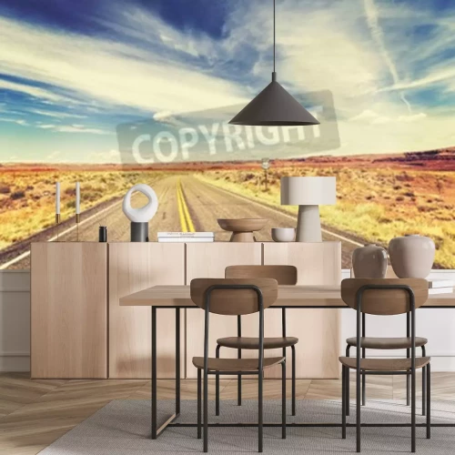 Fototapete Retro Weg durch die Wüste