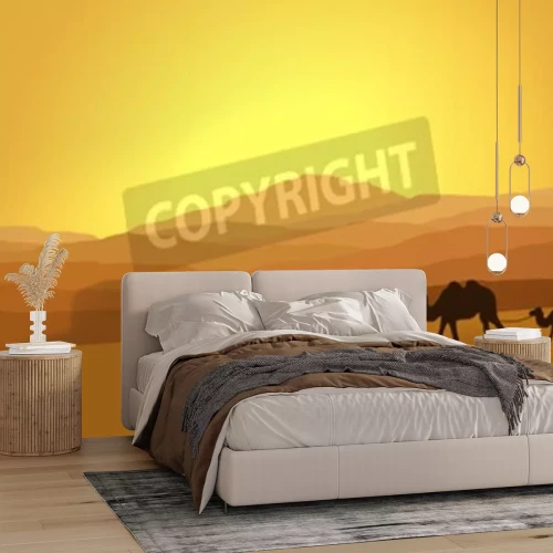 Fototapete Karawane in der Wüste im grafischen Stil