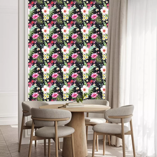 Tapete Aquarell tropischen Blumenmuster