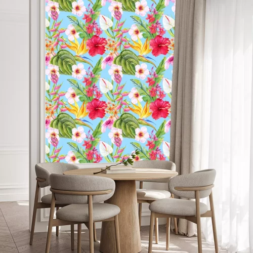 Tapete Aquarell tropischen Blumenmuster