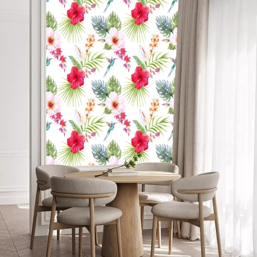 Tapete Aquarell tropischen Blumenmuster