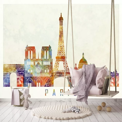 Fototapete Regenbogenpanorama Paris