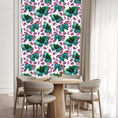 Tapete Schmetterlinge mit Blumenfarbe bemalt