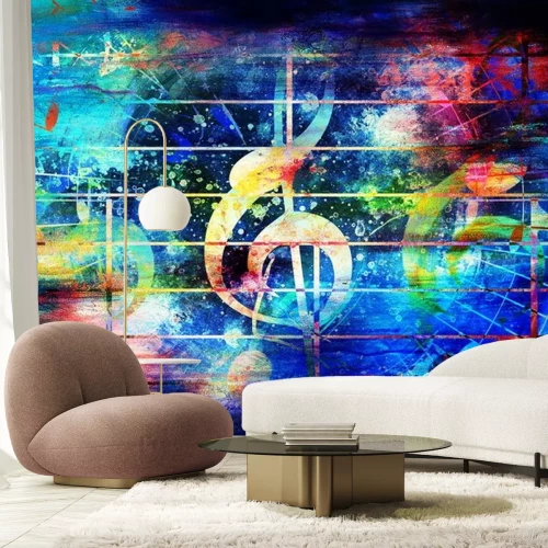 Sticker Bunter Hintergrund mit Noten Grafik