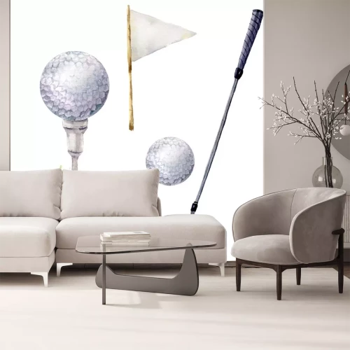 Sticker Golfzubehör mit Aquarellfarben gemalt Grafik