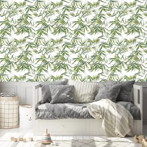Tapete Aquarell Bambusblätter