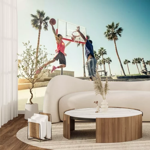 Fototapete Straßenbasketball inmitten von Palmen