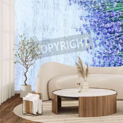 Fototapete Lavendel auf dem Holztisch