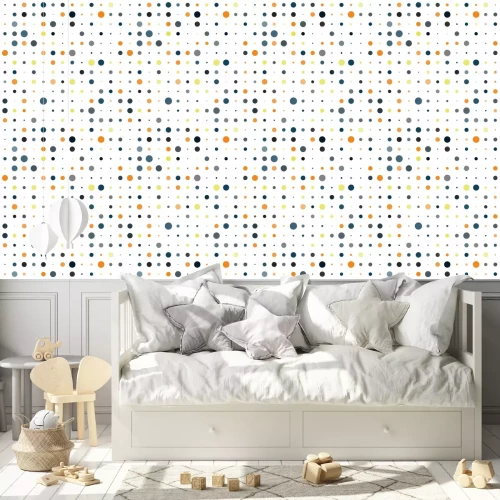 Tapete Punkte in Retro-Farbtönen