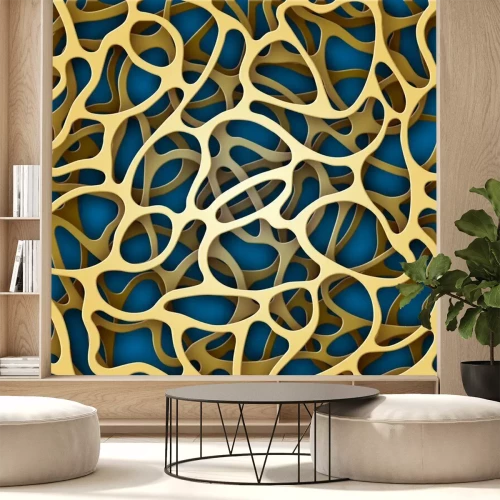 Fototapete Gelbes Muster vor blauem Hintergrund