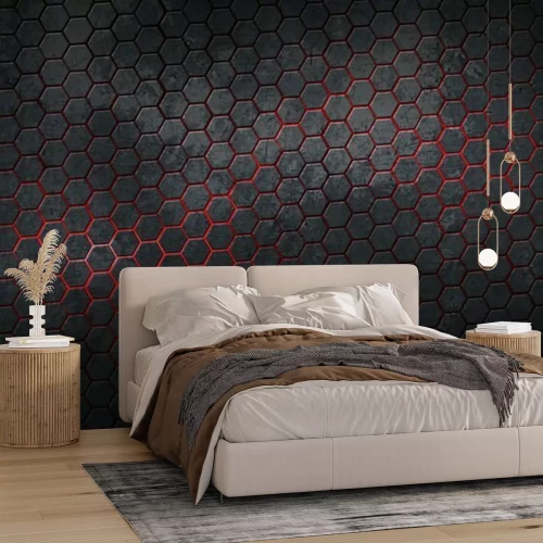 Fototapete Abstraktes Muster mit schwarzen Sechsecken