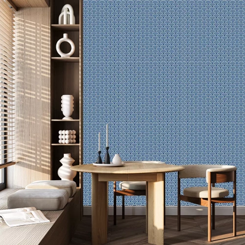 Tapete Symmetrische blaue Meereswellen