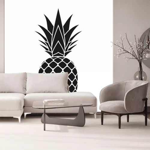 Sticker Zeichnung schwarz-weiße Ananas minmalistisches Schema