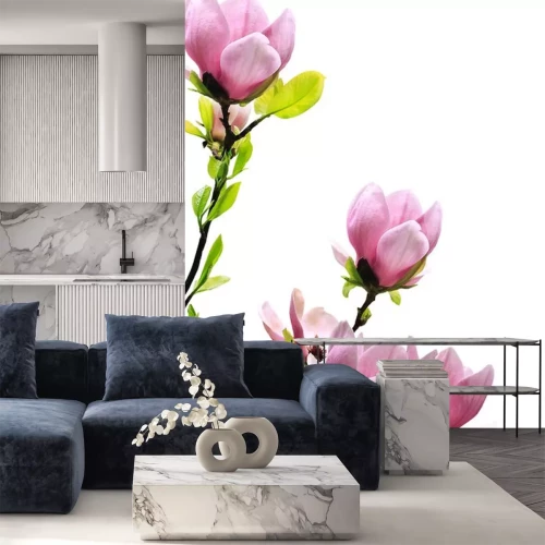 Sticker Puderrosa Blumen auf weißem Hintergrund